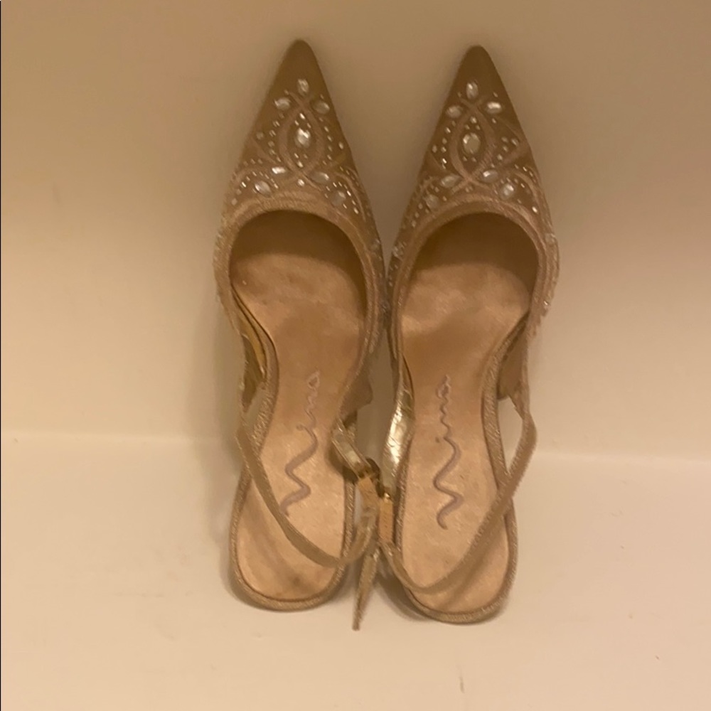 Ball room gold sparkling party heels